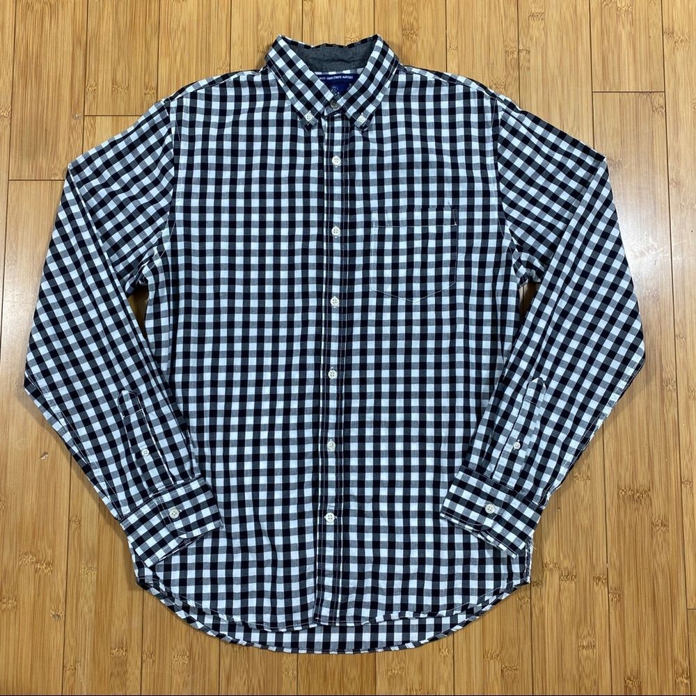 Long Sleeve Button Down Dress Shirt - Black & White - Old Navy